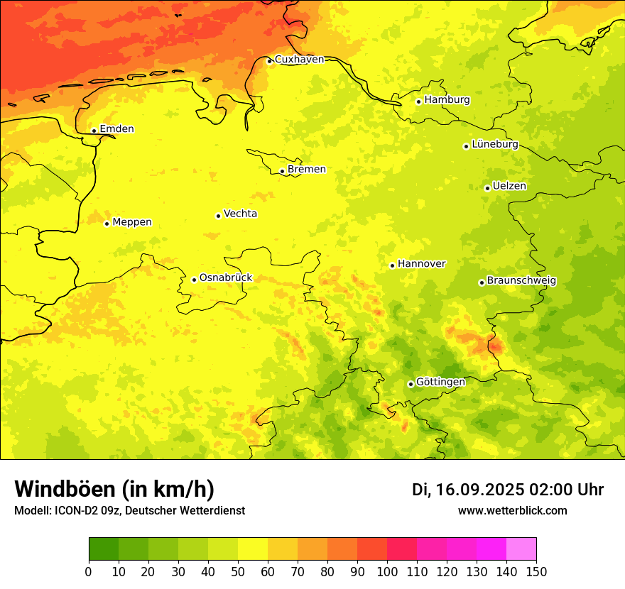 Modellkarten Windgeschwindigkeit