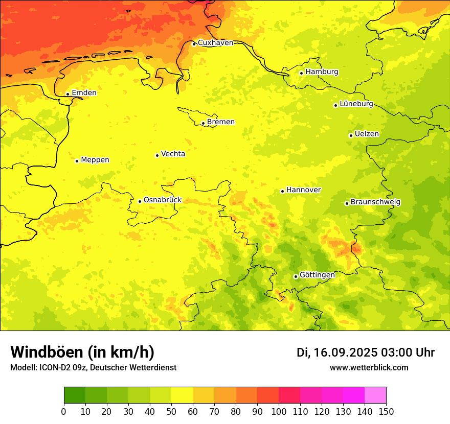 Modellkarten Windgeschwindigkeit