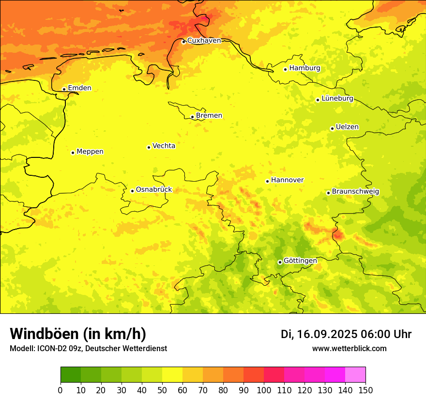 Modellkarten Windgeschwindigkeit