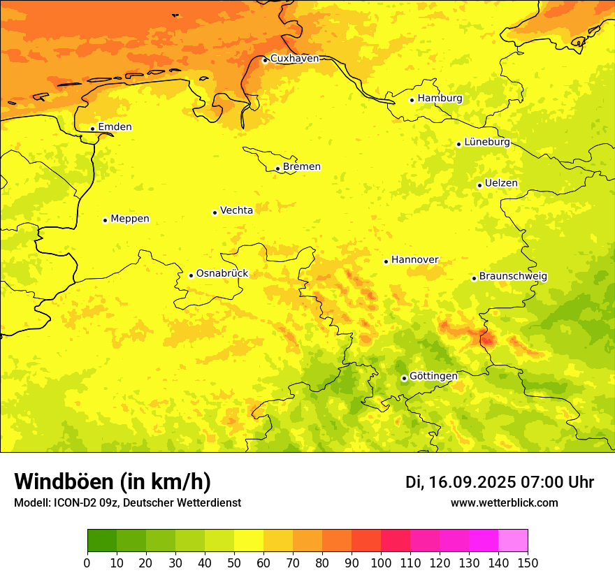 Modellkarten Windgeschwindigkeit