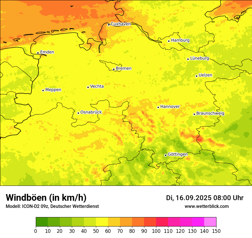 Modellkarten Windgeschwindigkeit