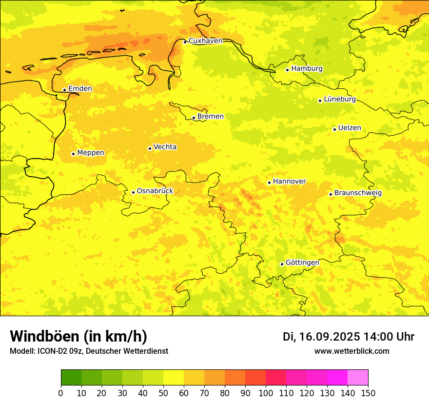 Modellkarten Windgeschwindigkeit