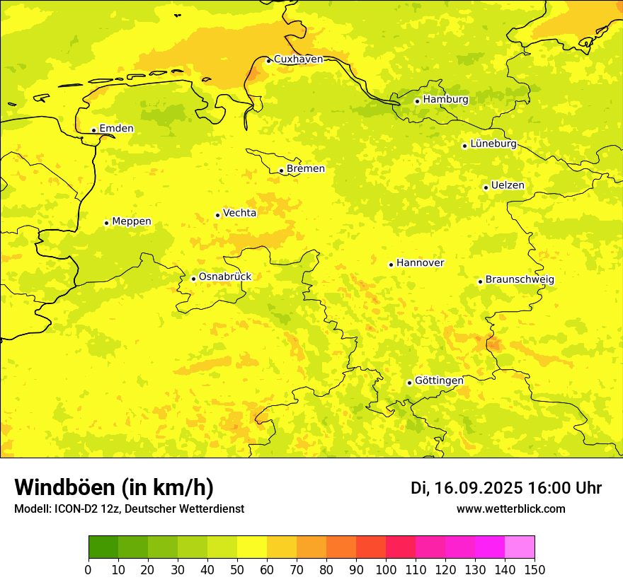 Modellkarten Windgeschwindigkeit