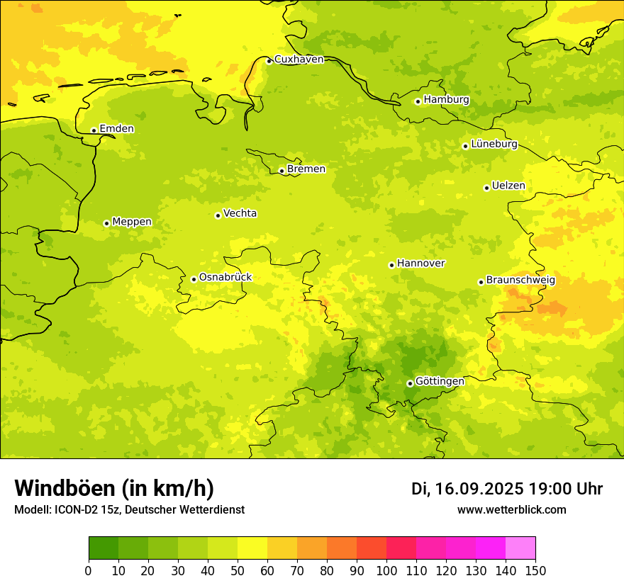 Modellkarten Windgeschwindigkeit