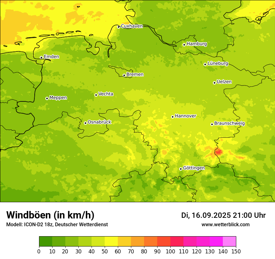 Modellkarten Windgeschwindigkeit