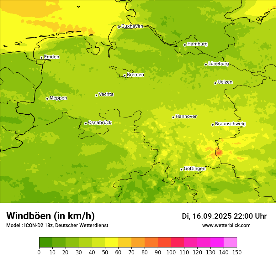 Modellkarten Windgeschwindigkeit