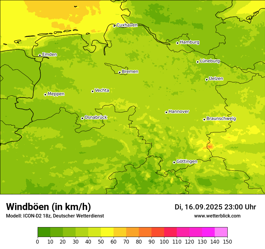 Modellkarten Windgeschwindigkeit