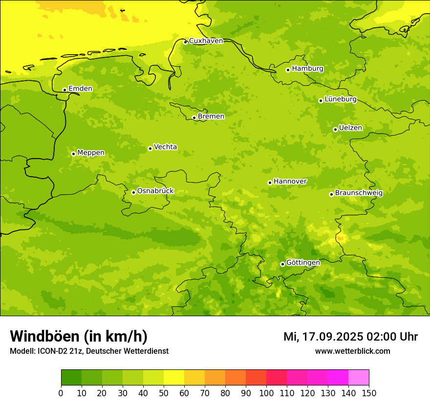 Modellkarten Windgeschwindigkeit