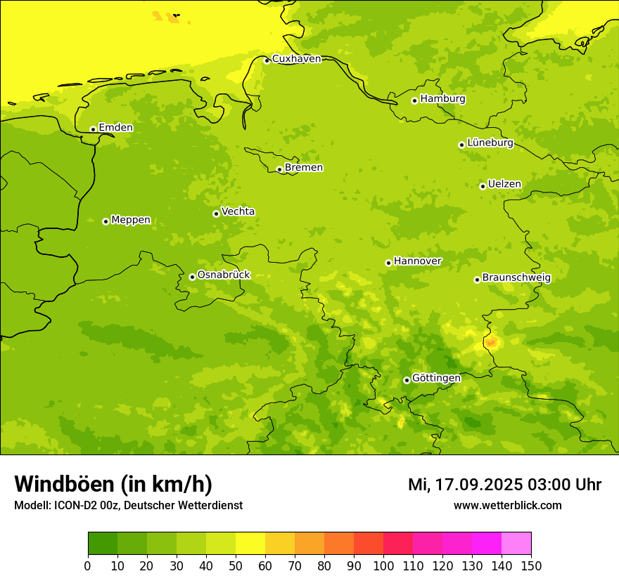 Modellkarten Windgeschwindigkeit