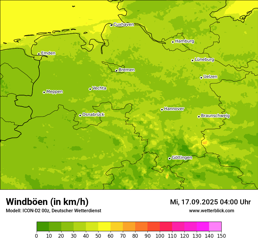 Modellkarten Windgeschwindigkeit