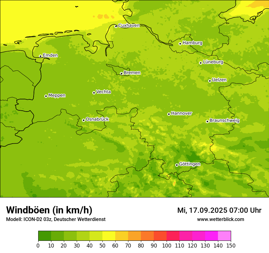 Modellkarten Windgeschwindigkeit