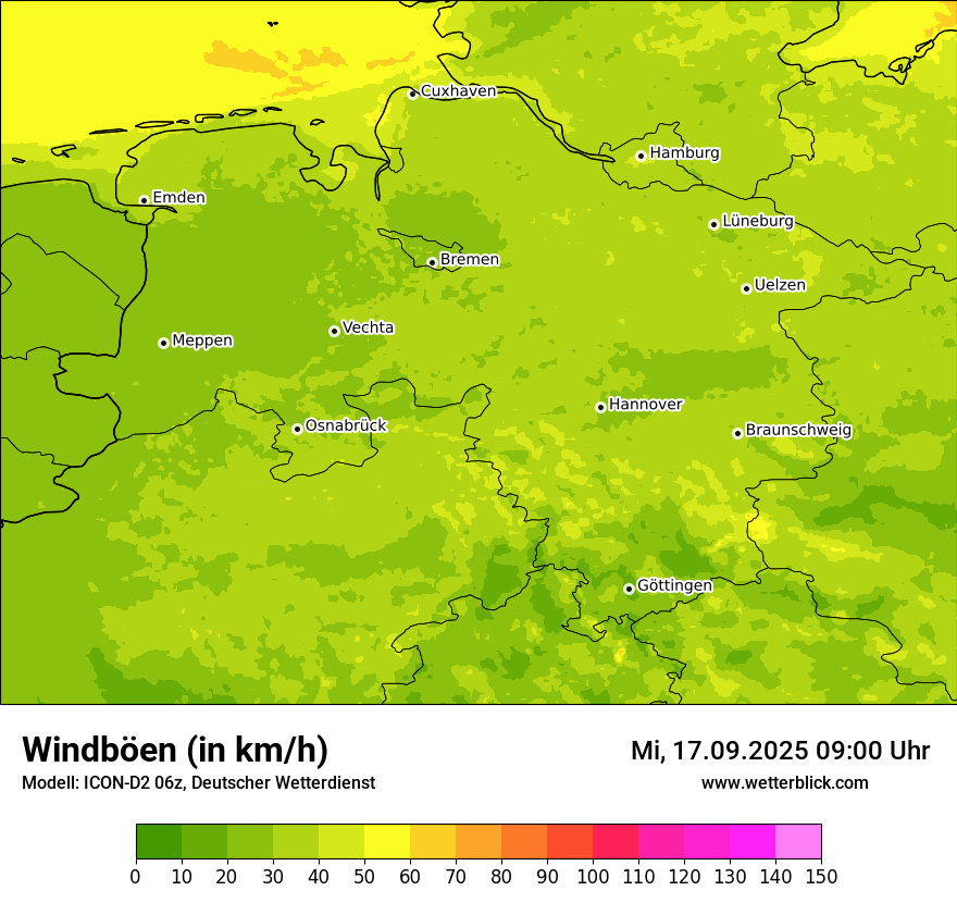 Modellkarten Windgeschwindigkeit