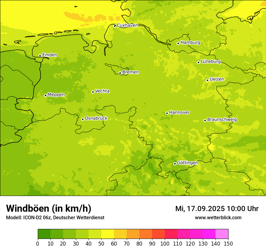 Modellkarten Windgeschwindigkeit