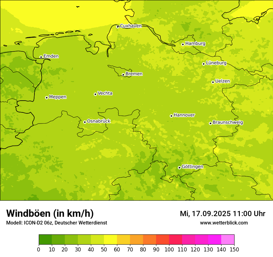 Modellkarten Windgeschwindigkeit