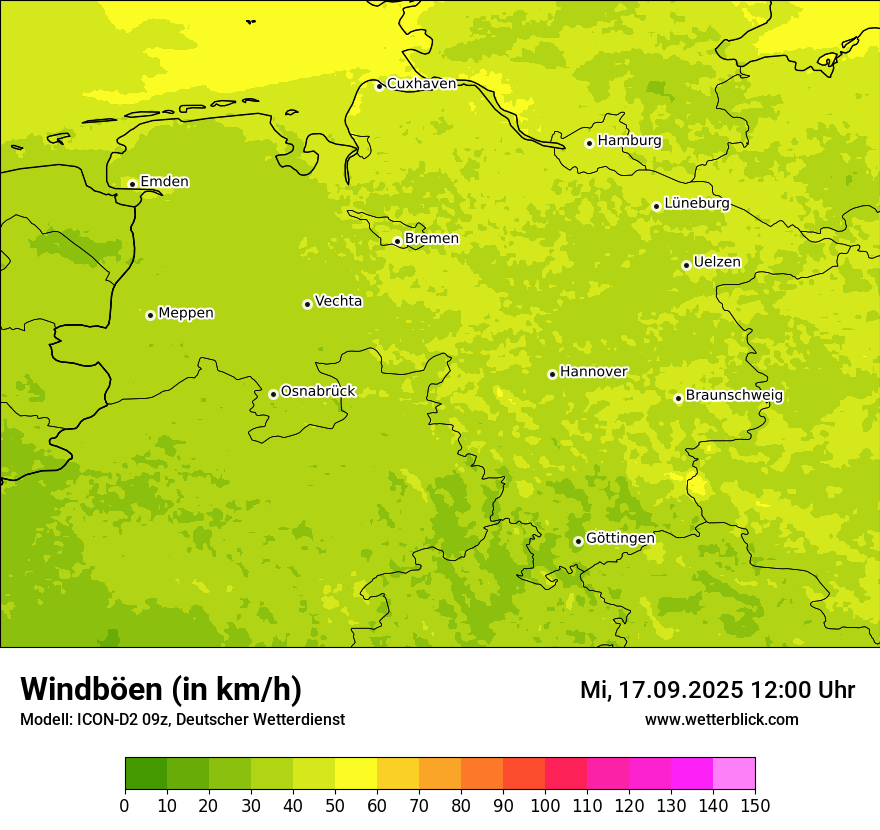 Modellkarten Windgeschwindigkeit