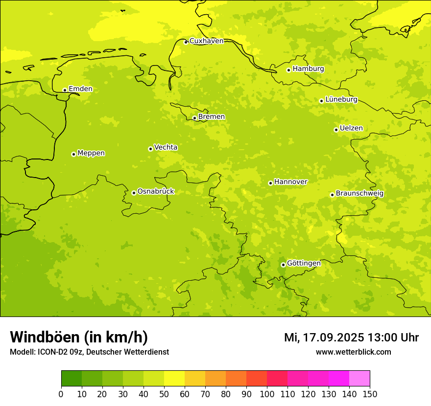 Modellkarten Windgeschwindigkeit
