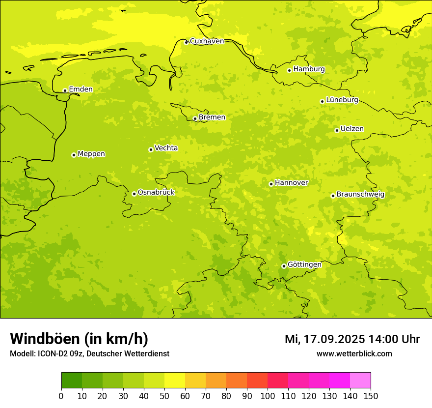 Modellkarten Windgeschwindigkeit