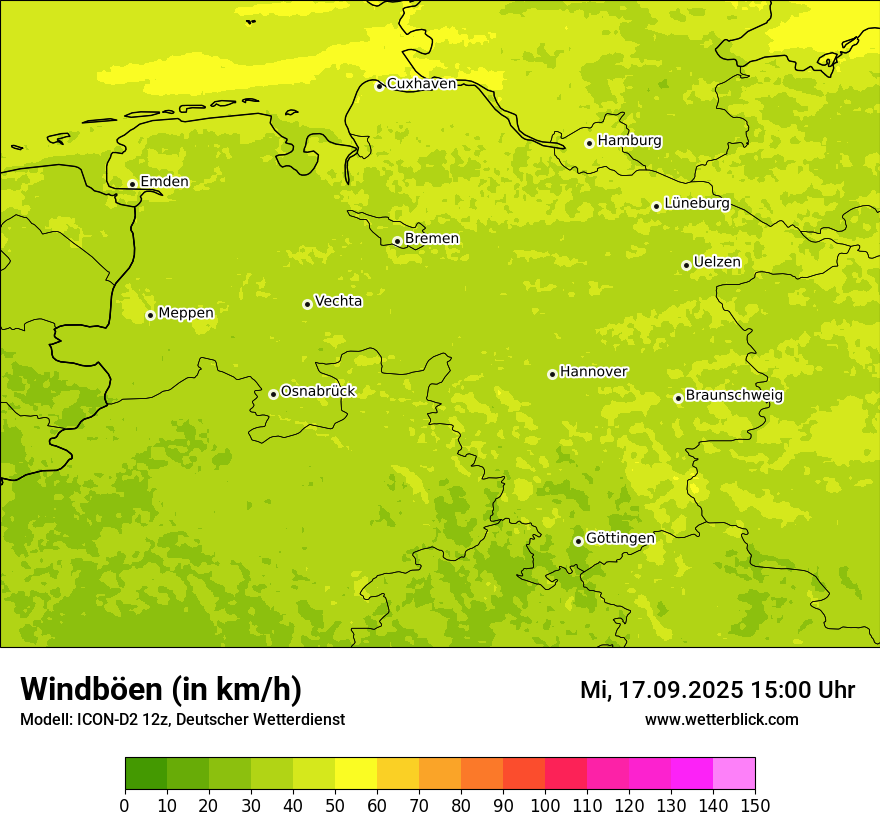 Modellkarten Windgeschwindigkeit