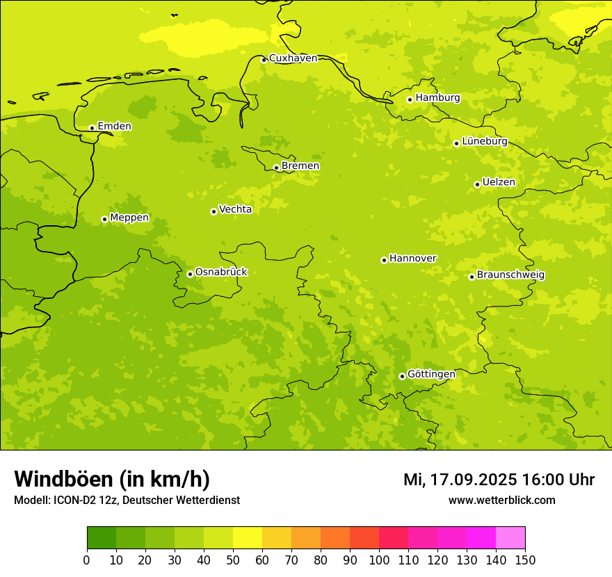 Modellkarten Windgeschwindigkeit