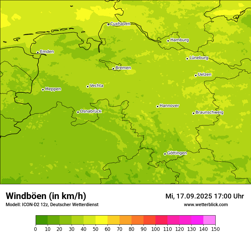 Modellkarten Windgeschwindigkeit