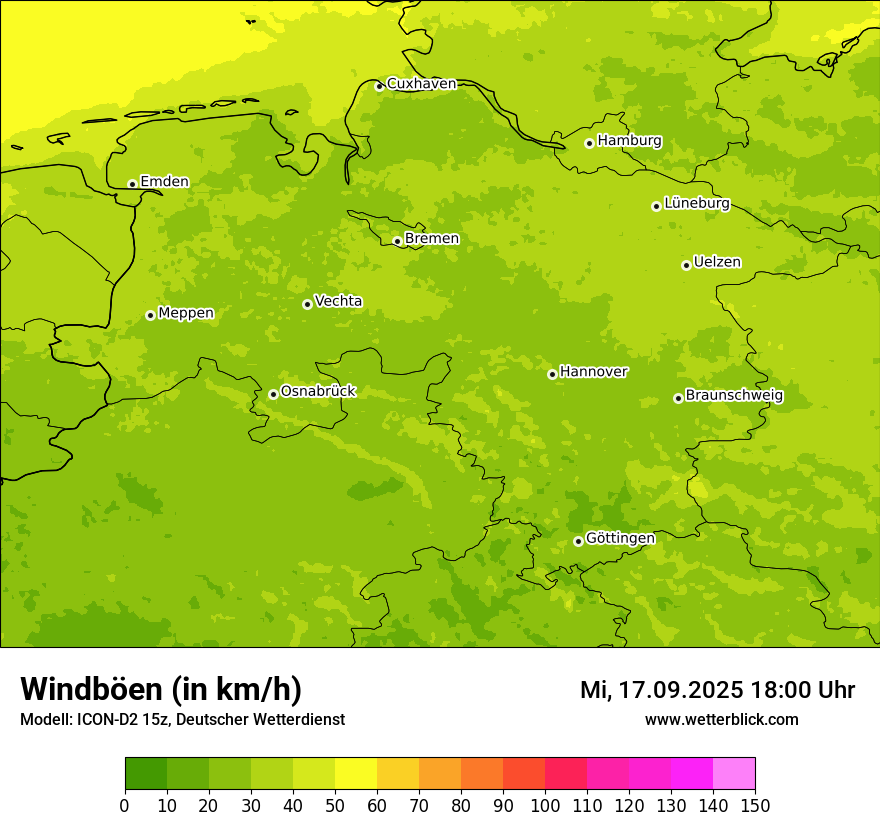 Modellkarten Windgeschwindigkeit