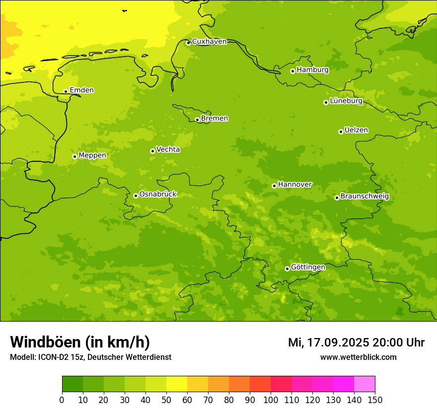 Modellkarten Windgeschwindigkeit