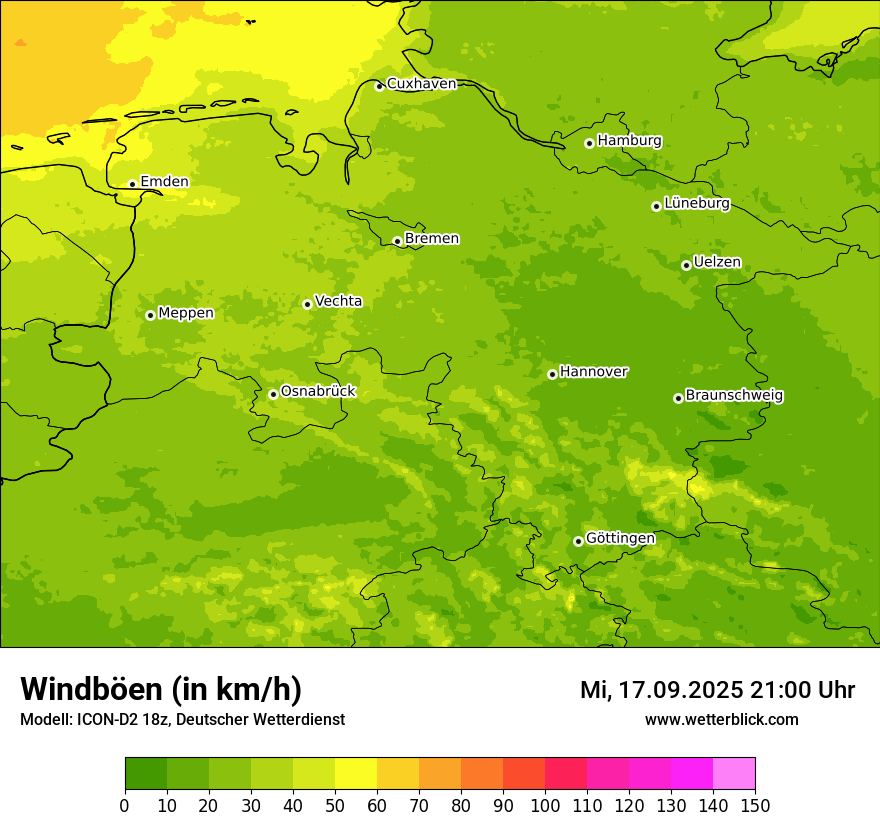 Modellkarten Windgeschwindigkeit