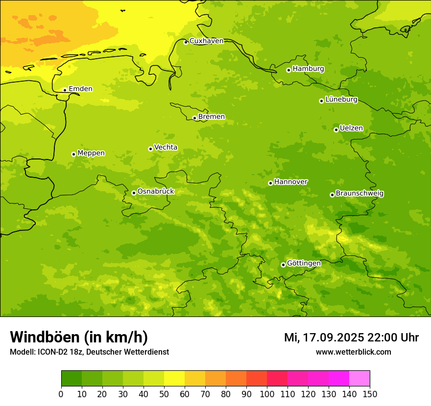 Modellkarten Windgeschwindigkeit