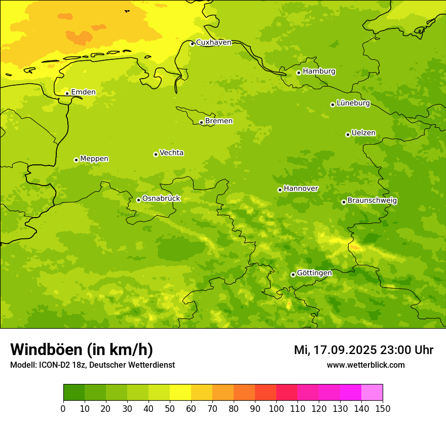 Modellkarten Windgeschwindigkeit