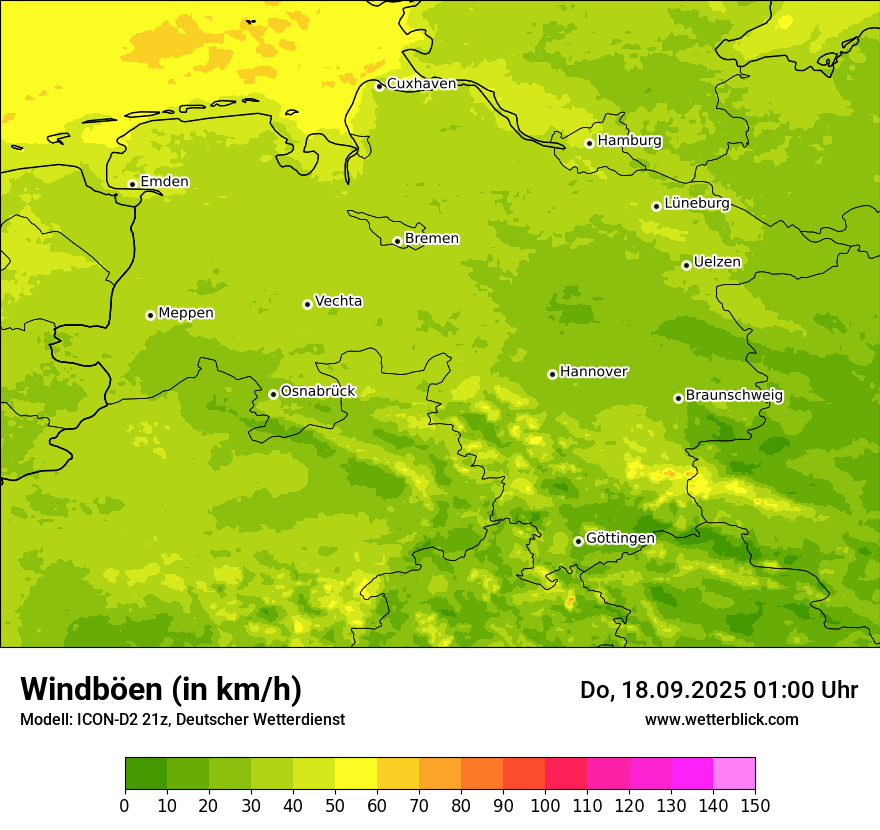 Modellkarten Windgeschwindigkeit