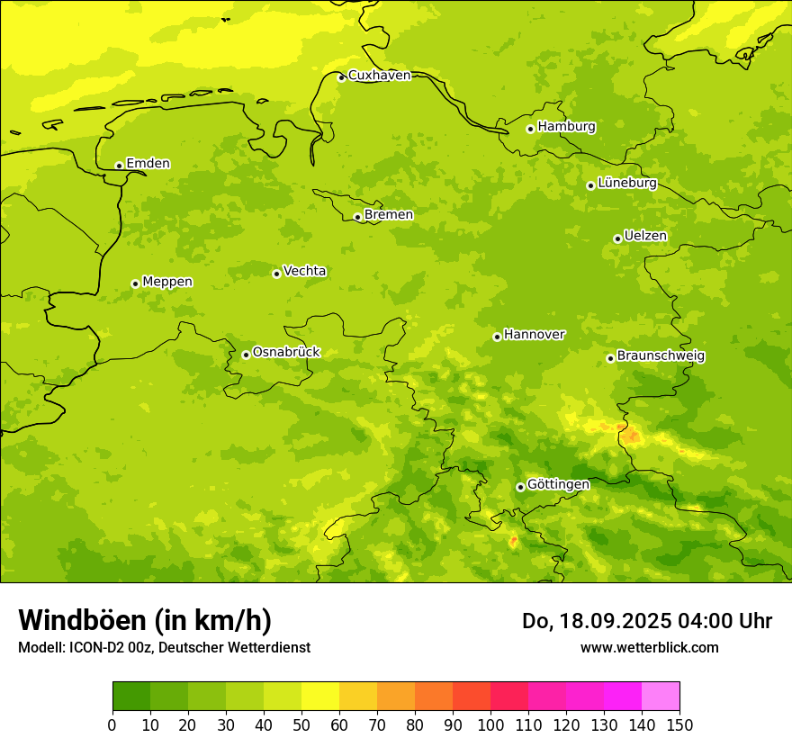 Modellkarten Windgeschwindigkeit