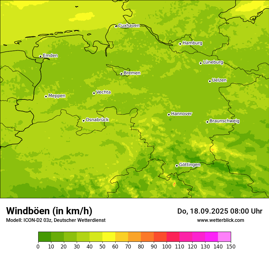 Modellkarten Windgeschwindigkeit