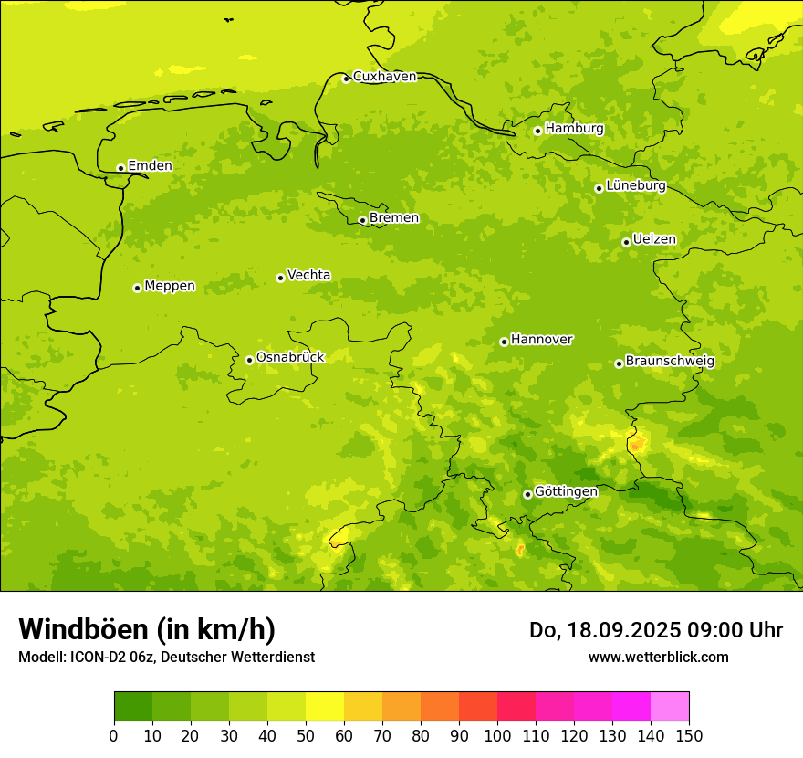 Modellkarten Windgeschwindigkeit