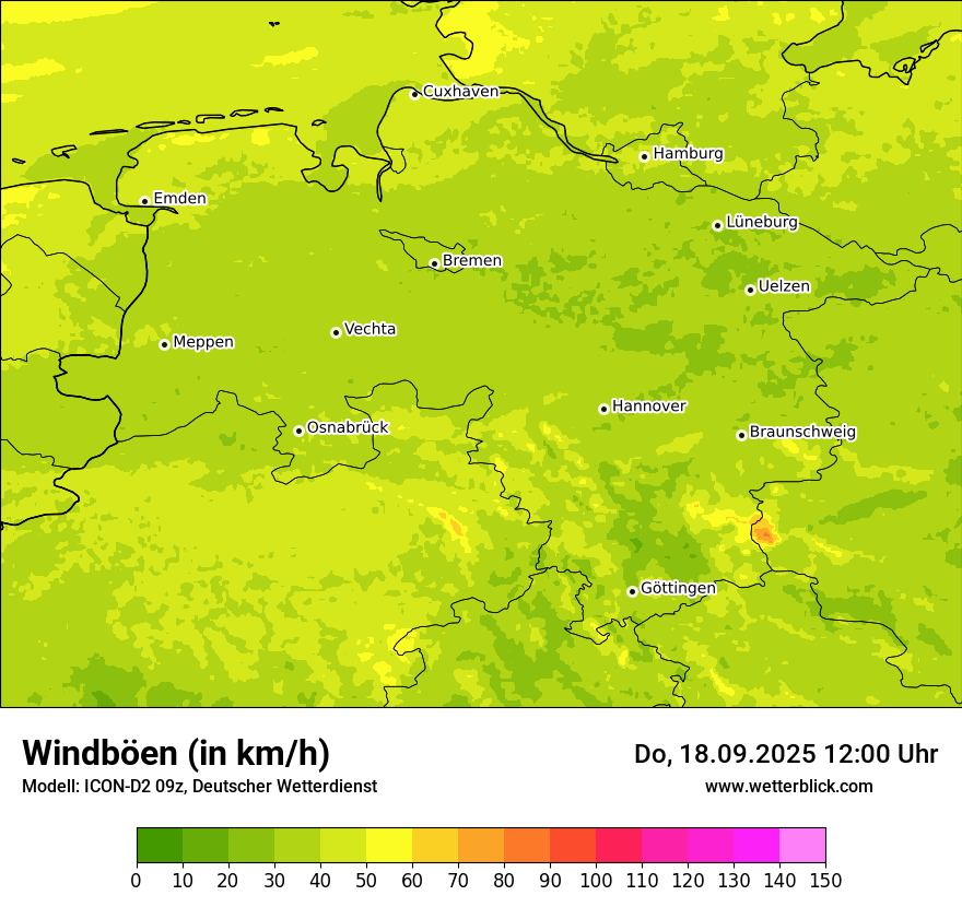 Modellkarten Windgeschwindigkeit