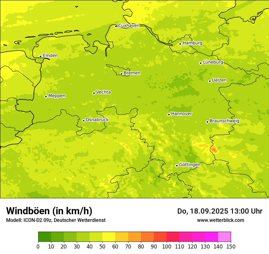 Modellkarten Windgeschwindigkeit