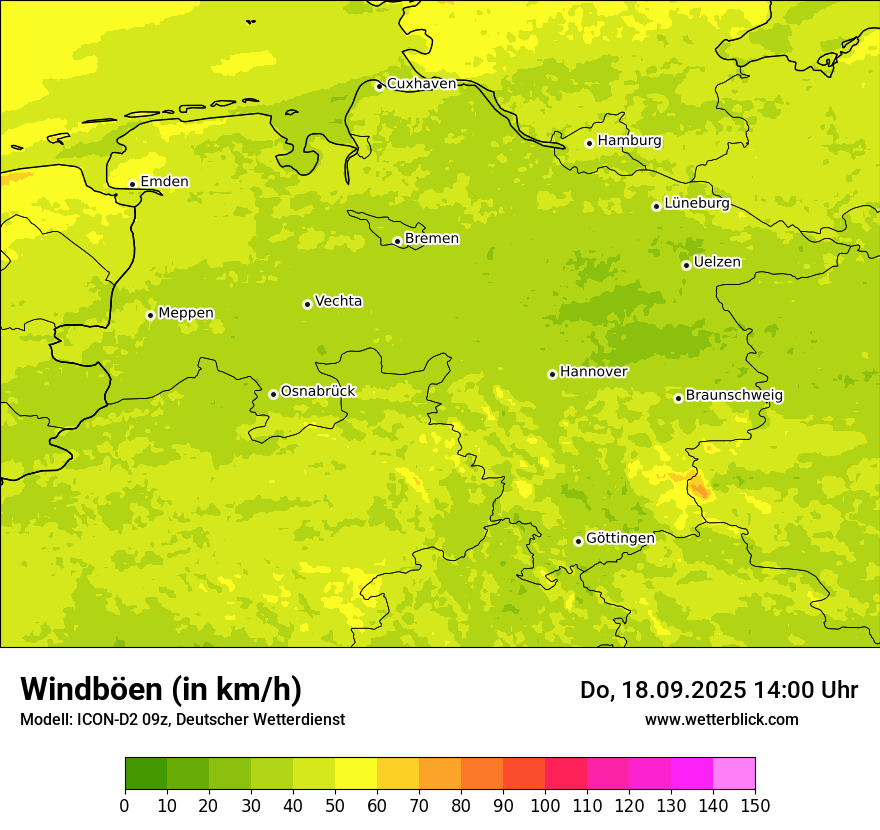 Modellkarten Windgeschwindigkeit