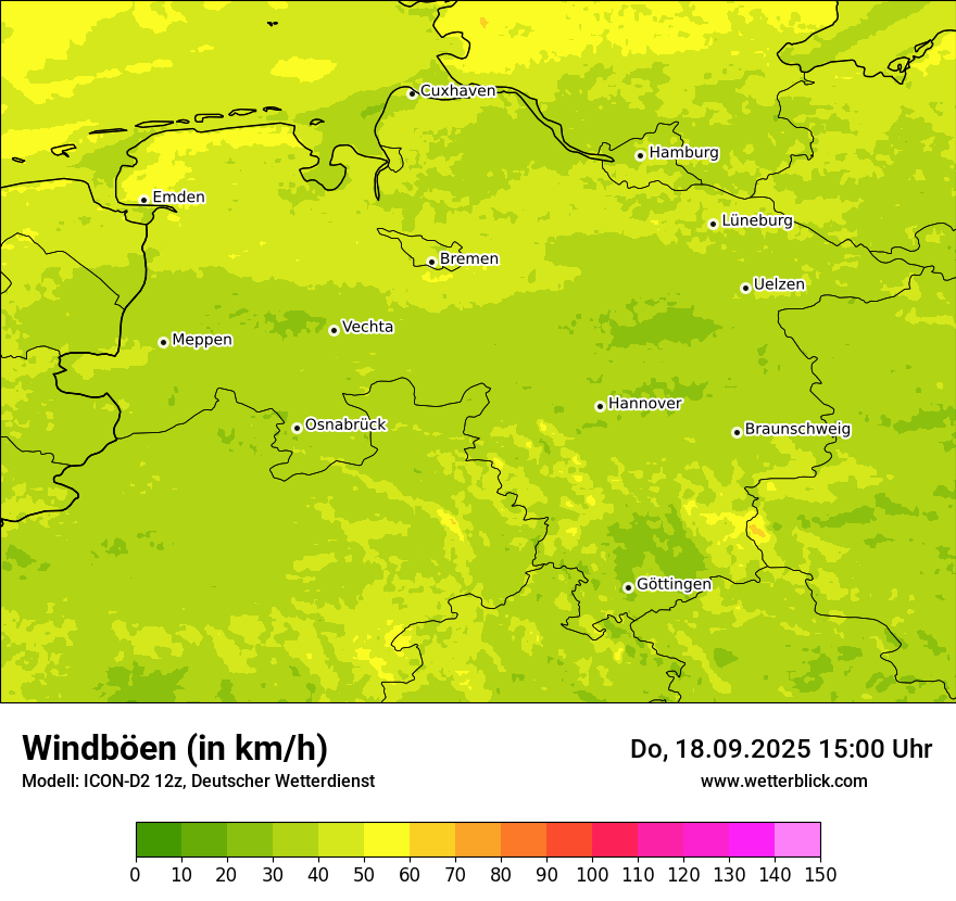 Modellkarten Windgeschwindigkeit
