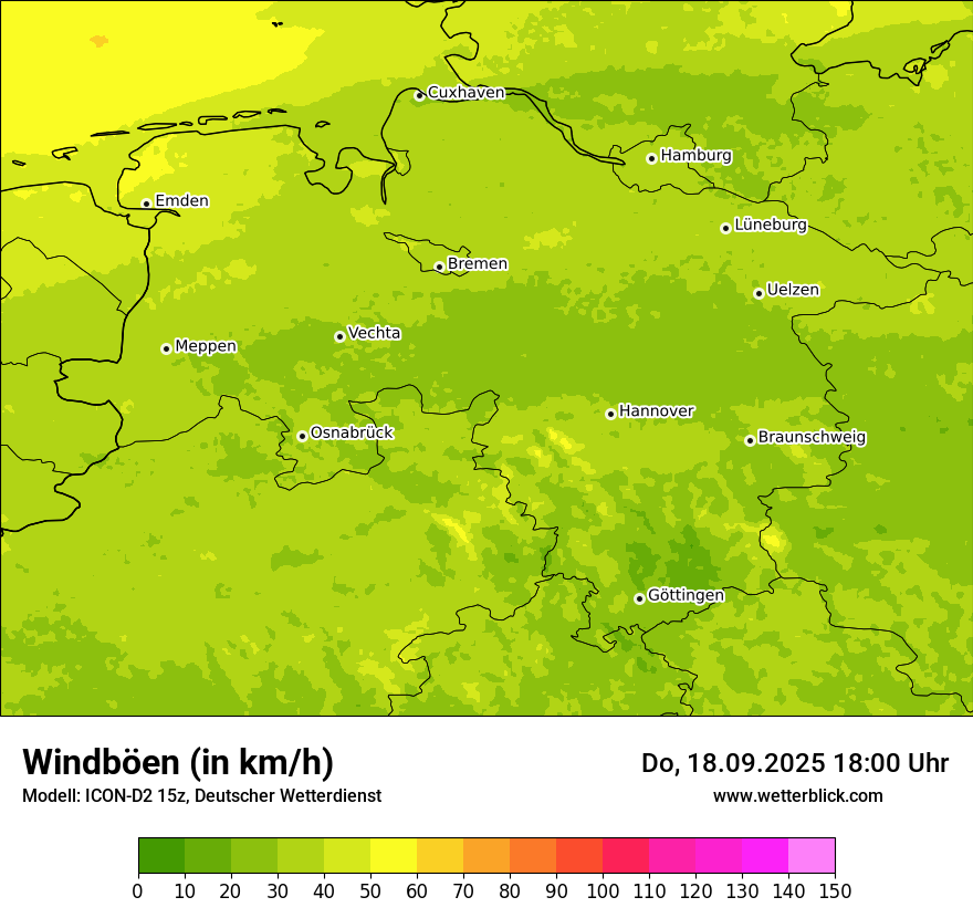 Modellkarten Windgeschwindigkeit