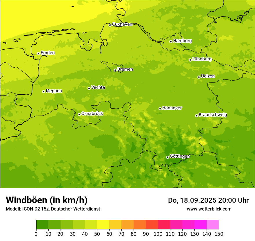 Modellkarten Windgeschwindigkeit