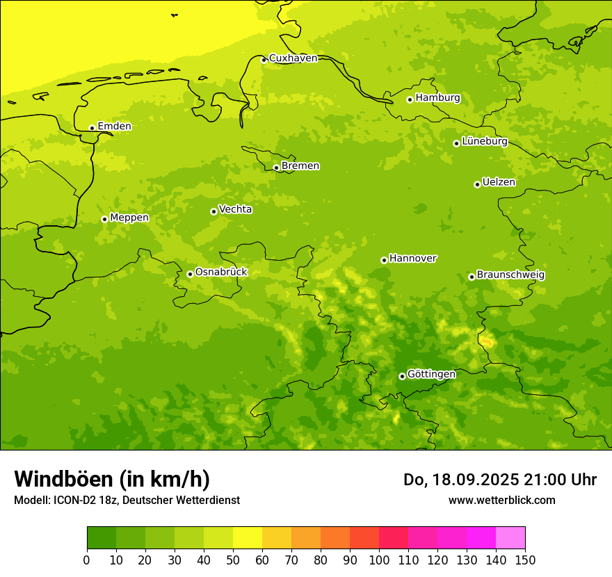 Modellkarten Windgeschwindigkeit