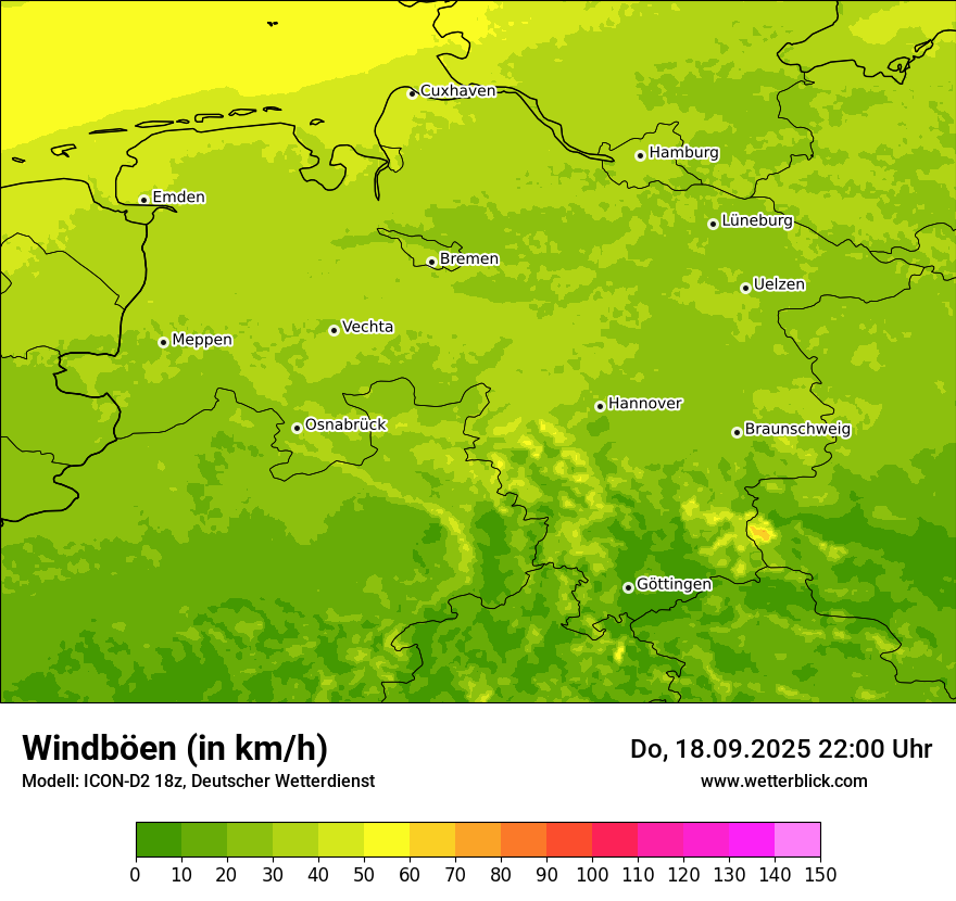 Modellkarten Windgeschwindigkeit