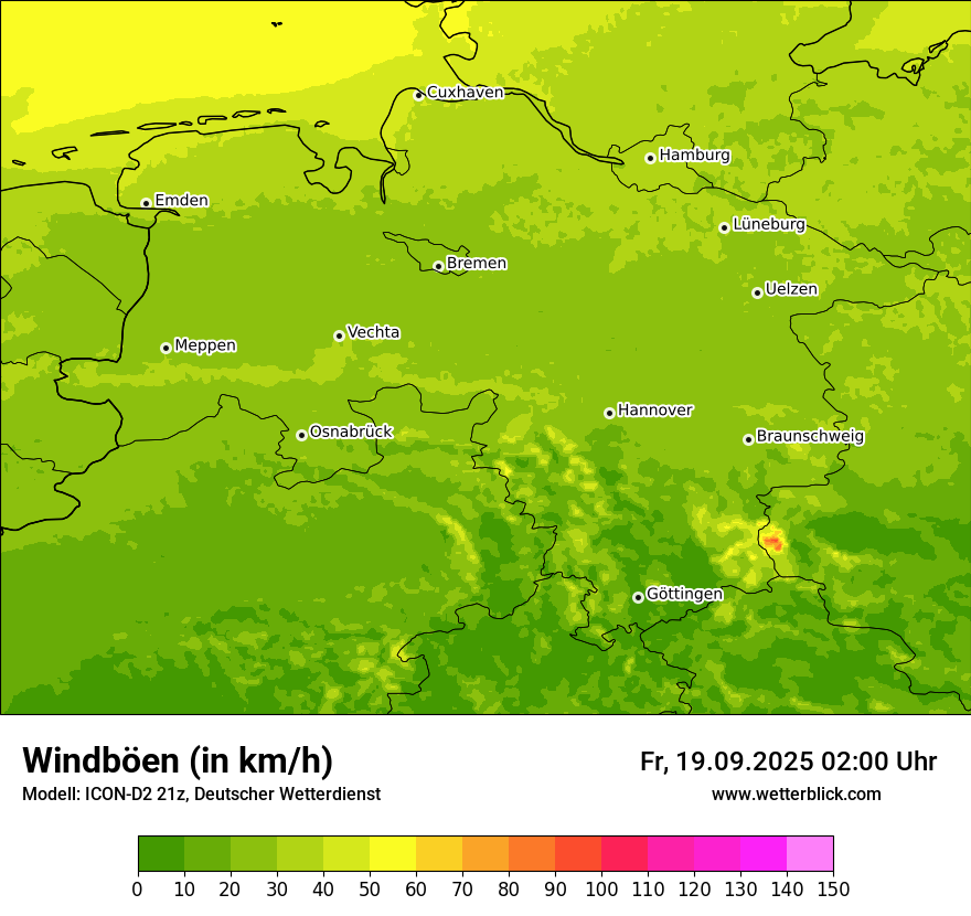 Modellkarten Windgeschwindigkeit