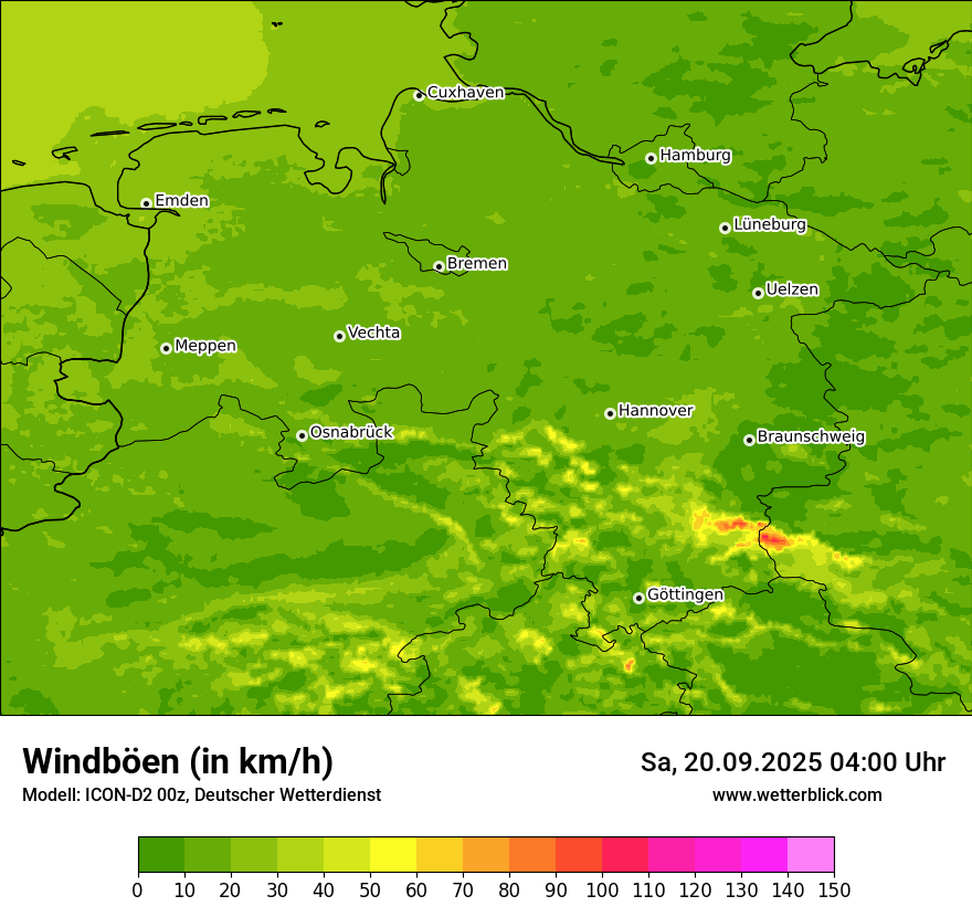 Modellkarten Windgeschwindigkeit
