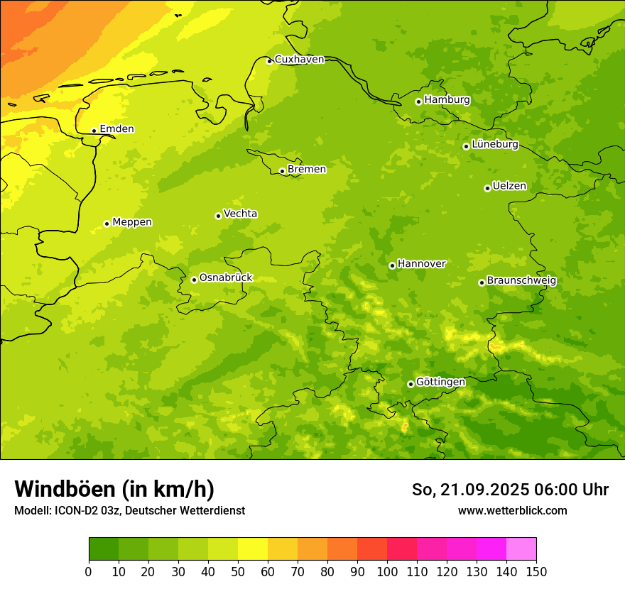 Modellkarten Windgeschwindigkeit