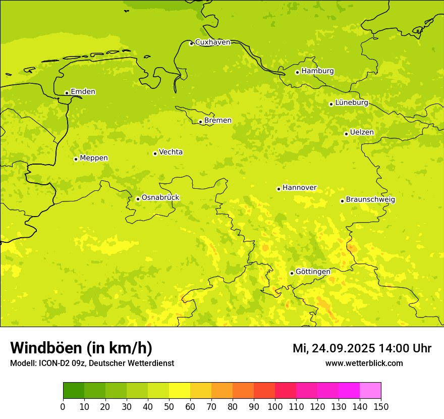 Modellkarten Windgeschwindigkeit