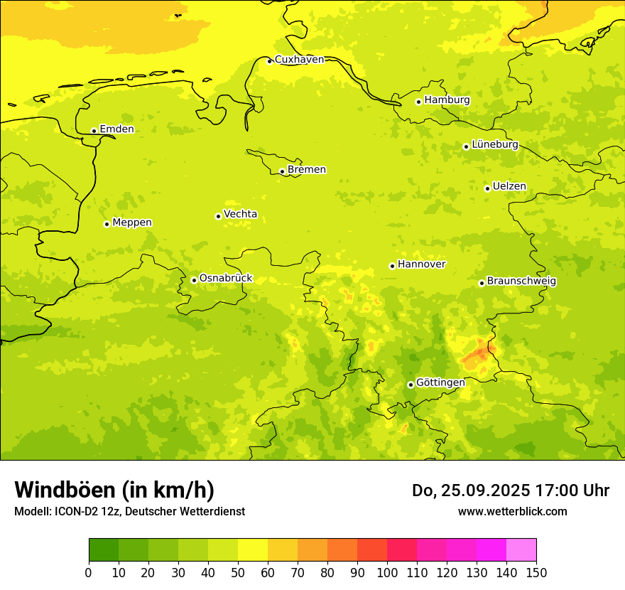 Modellkarten Windgeschwindigkeit