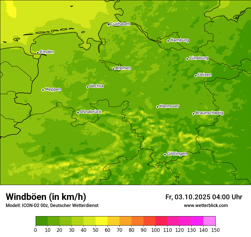 Modellkarten Windgeschwindigkeit