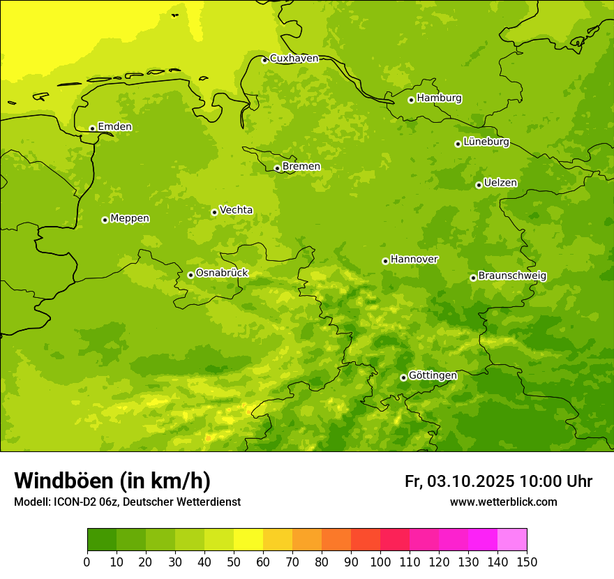 Modellkarten Windgeschwindigkeit