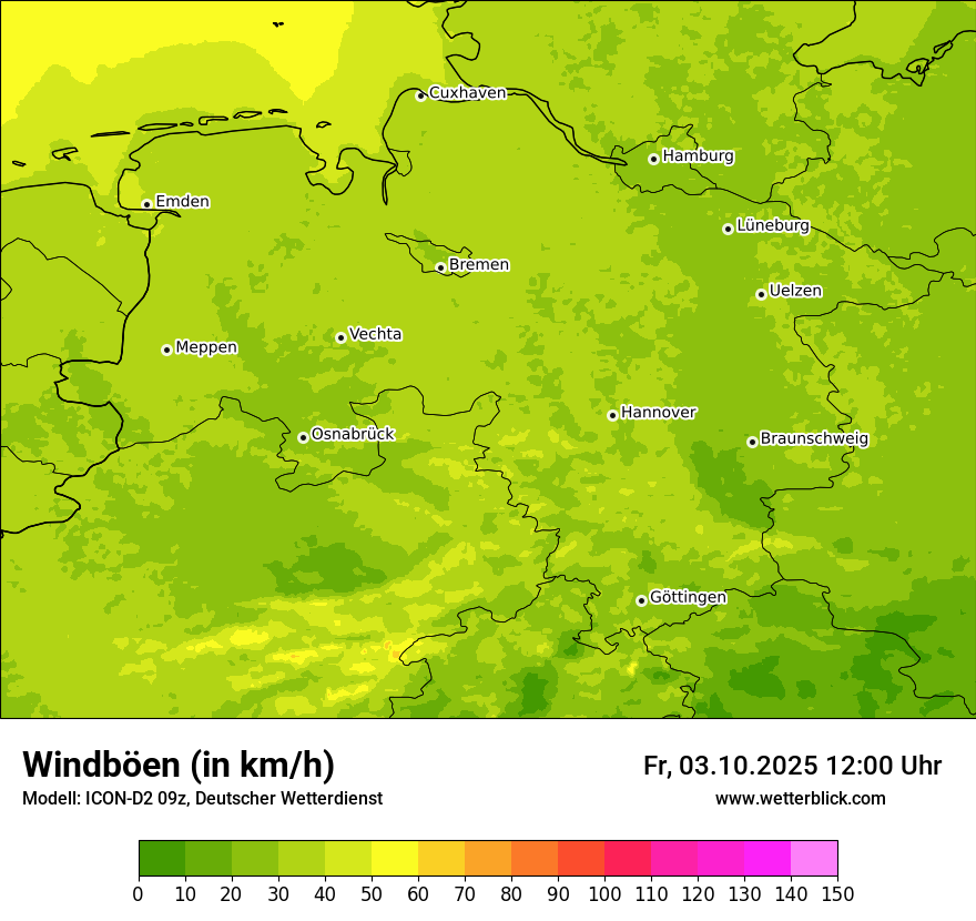 Modellkarten Windgeschwindigkeit