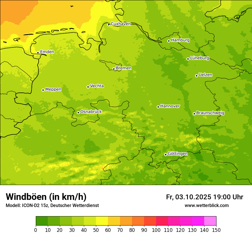 Modellkarten Windgeschwindigkeit